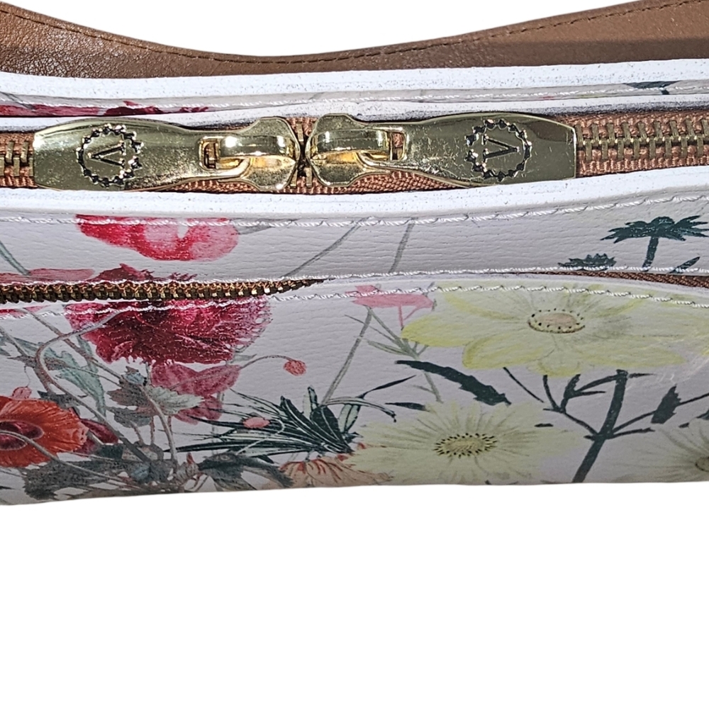 Valentina Floral Print Shoulder/Crossbody Bag with Brown /Dark Tan Strap - Picture 8 of 12